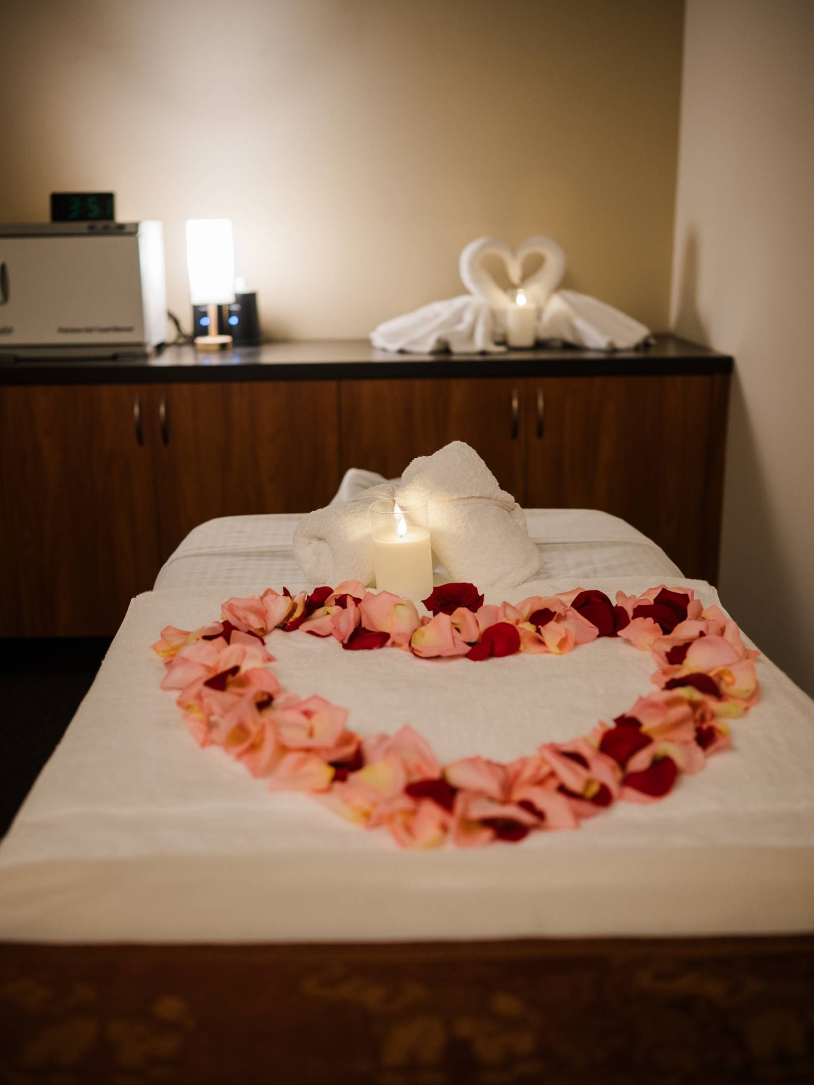Romantic couples treatment room for shared wellness experiences
